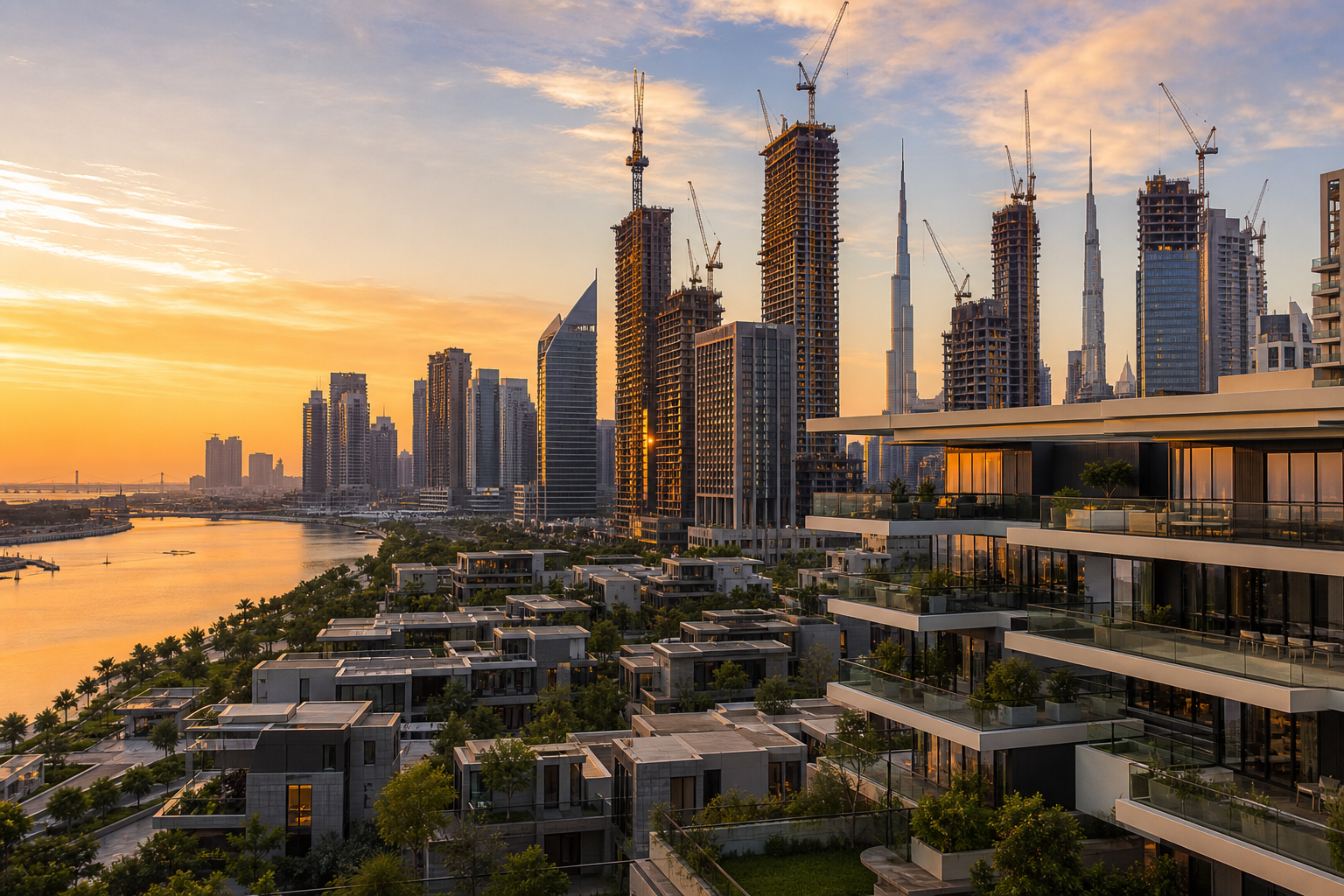 Modern Dubai skyline showcasing luxury off-plan developments under construction