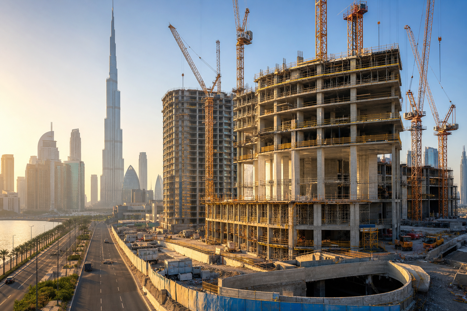 Construction progress of luxury high-rise development in Dubai